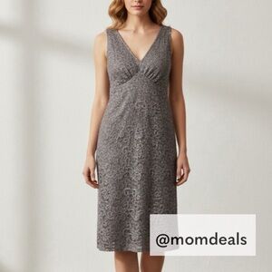 The Limited Floral Evening Dress Silver Sparkly Lace Sleeveless Silk Ribbon NWT